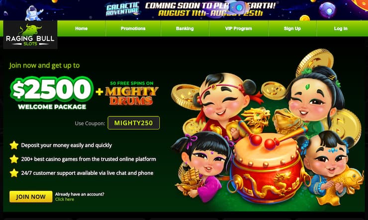 An image of Raging Bull, one of the best online craps casinos.